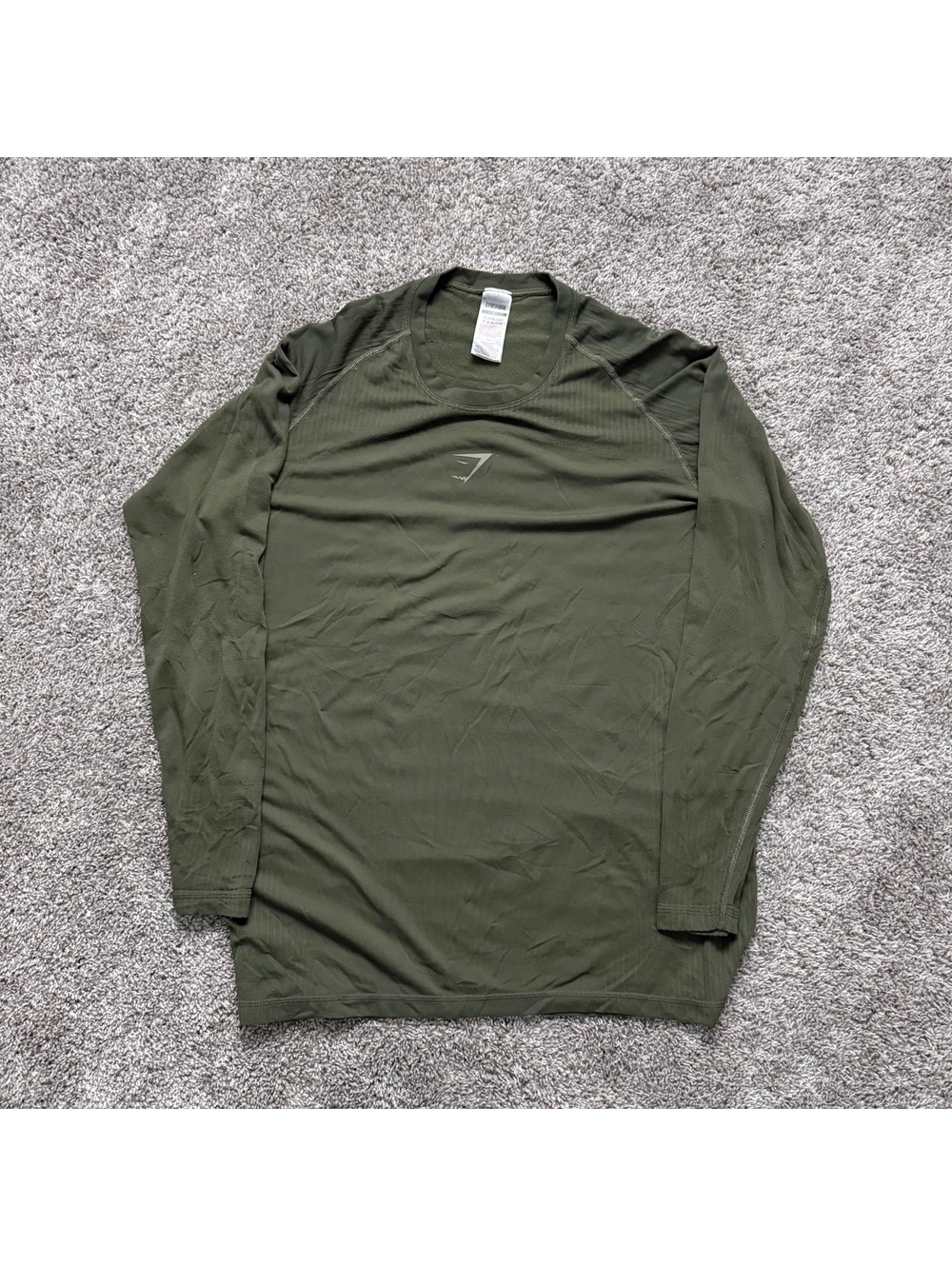 Gymshark Long Sleeve Athletic Shirt in Olive Green, Size L